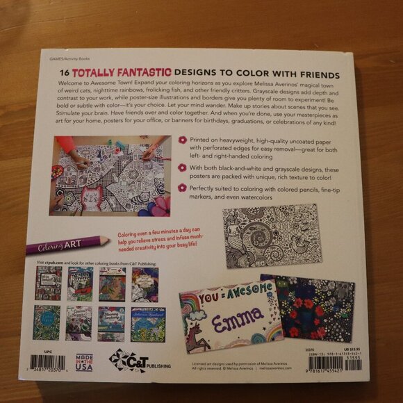 Awesome Town Coloring Poster Book: 16 Fun & Quirky Designs - Jumbo-Size Pages - Picture 2 of 3